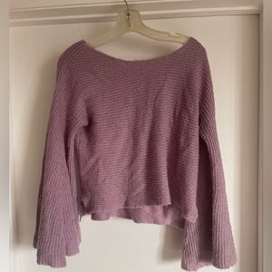 BP boat neck knit sweater with bell sleeves purple size xs